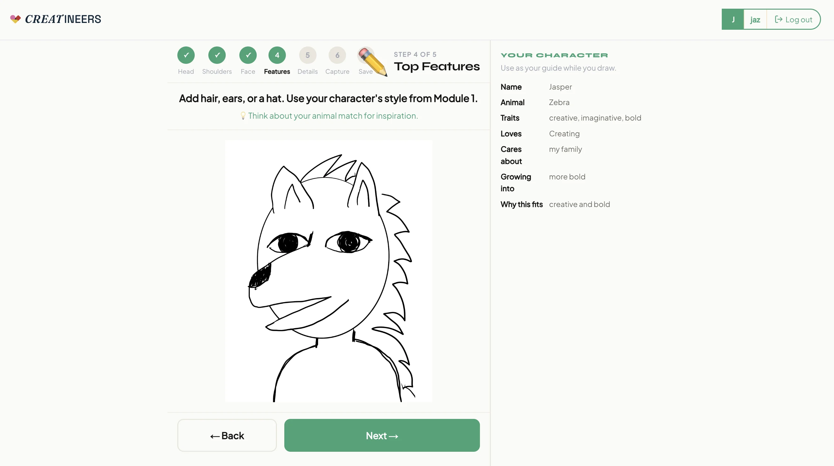 CREATINEERS Studio — step-by-step character creation workflow